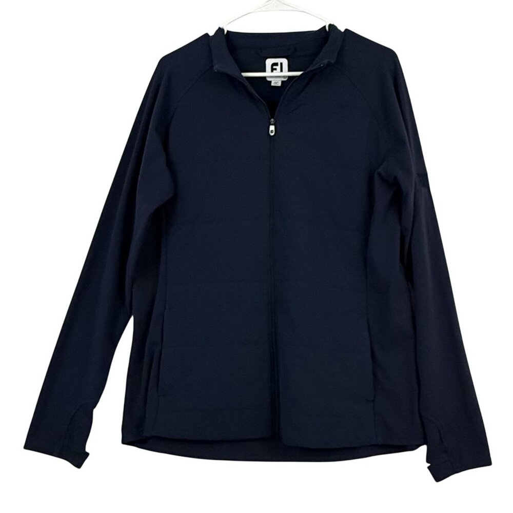 FootJoy Full Zip Golf‎ Jacket Large Mens Stretch Polyester Nylon DG Patch Pocket